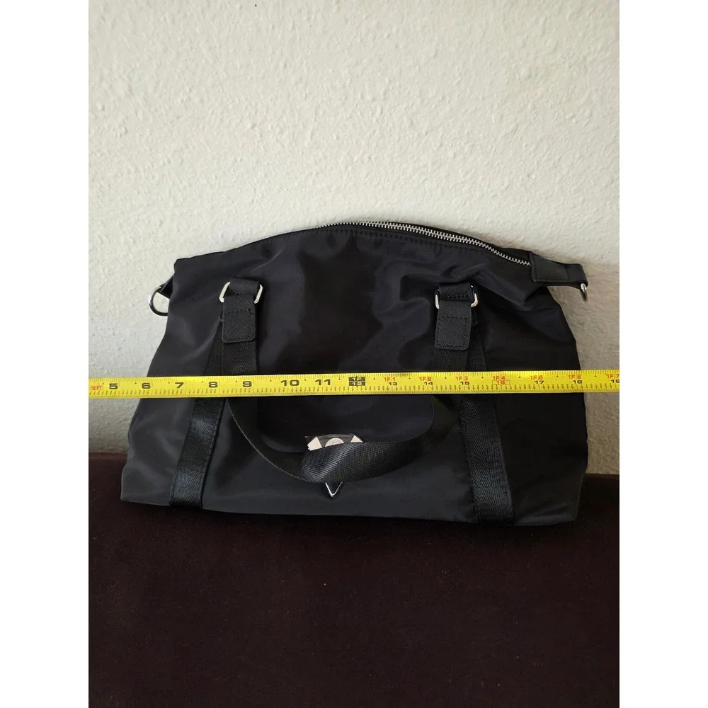 Valentino Orlandi Black Nylon Satchel Crossbody Bag Silver Hardware NWT
